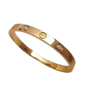 LifeLily Polished Gold Tone Love Kada Bracelet for women and girls, kada for women