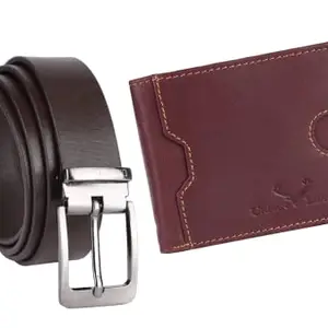 URBAN LEATHER Gift Hamper for Men | Genuine Leather RFID Wallet and Genuine Leather Belt Men's Combo Gift Set Combo Leather Gift for Men(BEL40BR-MW801BR)