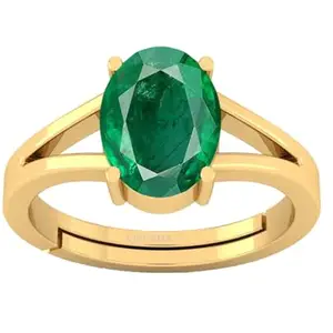 BARMUNDA gems 10.00 Ratti Natural Certified Emerald Panna Panchdhatu Rashi Ratan Gold Plating Ring for Astrological Purpose Men & Women by Lab Certified