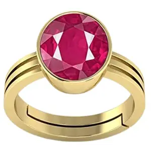 Radhe Krishna 12.00 Ratti Natural Ruby (MANIK) Original Gemstone Ashtadhatu Adjustable Ring Rashi Ratna Certified Gemstone AA++ Quality For Men & Women (Style 572)
