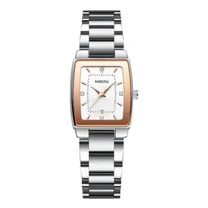 NIBOSI Watches for Women Analog Women Watch Diamond Stylish Leather Band Wrist Watch for Ladies Rose Gold Dial