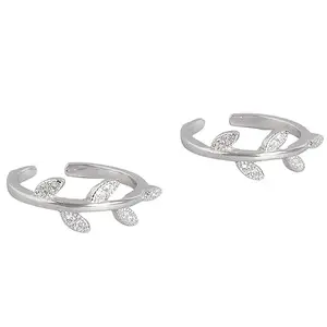 ZAVYA 925 Sterling Silver Leaf CZ Studded Toe Ring | Gift for Women | With Certificate of Authenticity and 925 Hallmark