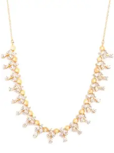 MINUTIAE Stlyish Crystal AD Diamond Dangle Charm Necklace | Drop Dangling Necklace for Women (Gold)