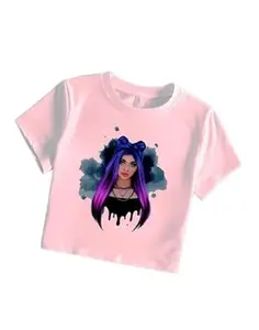 Womnes Printed T-Shirt Short Sleeves Cotton Blend in Pink_DFWN_Tee01_8_XL