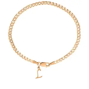 AKSHAT SAPPHIRE 22KT gold plated 92.5% pure Sterling Silver Curb Designer Bracelet with L Alphabet for Men