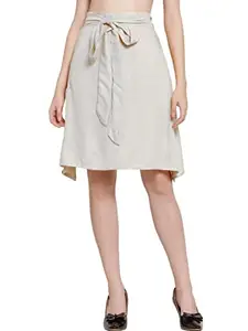 PATRORNA Women Knee Length A-Line Skirt (PSL8C112_Off-White_3XL)