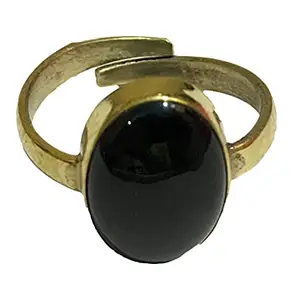 RIKIJAZ Natural Black Sulemani Agate Hakik Stone Ring with Lab Certificate for Men and Women 7-8 Ratti Adjustable Panchdhatu Kaala Hakik Aqeeq Ring