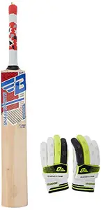BHAJJI KASHMIRI WILLOW CRICKET BAT T20 4.0 WITH BATTING GLOVES 303 MENS