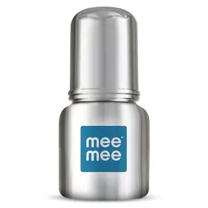 Mee Mee Baby Steel Feeding Bottle 120ml | Baby Milk Bottle with Advanced Anti Colic Valve, BPA Free, Soft Silicone Teat, Slim Neck for Babies/Infants/Newborns of 0-2 Years