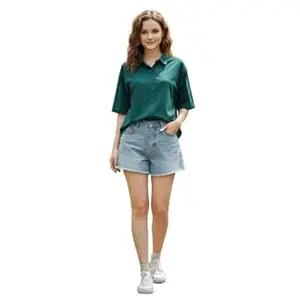 TOP TEN Casual Essential Oversized Style Button-Up Timeless Fit Classic Thin Fabric Shirt for Summers Office/Casual/Outing Women's or Girls