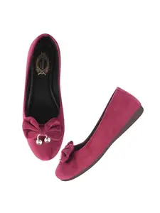 Shoetopia Stone Buckle Detailed Cherry Belly for Women & Girls