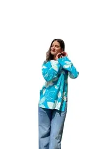 sarvastrika Women's Full Sleeves Rayon Printed Square Neck Short Kurti | Bell Sleeves Short Kurti for Women | Stylish Ethnic Top, Daily Casual Western & Office wear | 1159