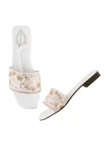 Shoetopia Embellished White Flats For Women & Girls
