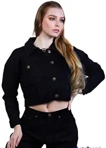 TEKTARWI Fashion Women Denim black jacket (S)