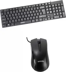 Zebion zebion k200 USB Wired Keyboard Plug and Play The Standard Keyboard with Hunk USB Mouse with Latest Optical Technology
