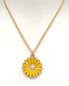 Daisy Pendant Necklace for Women and Girls, Flower Pendant Chain, Yellow Colour Pendant for Girls and Women, Charm Pendant for Women and Girls
