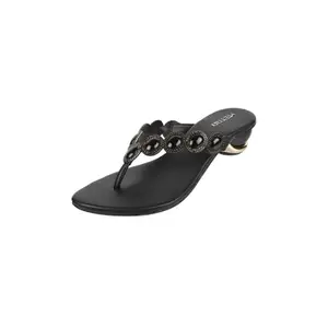 Metro Women BLACK Synthetic Leather Ethnic Slip-on Sandal UK/6 EU/39 (35-445)