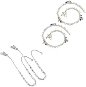 Heer Collection Traditional Jewellery For All Occassions Anklets Payal Pair for Women/Girls Alloy Anklet - Bzr_Combo Payal-109 & 122 (1-Pair Each)