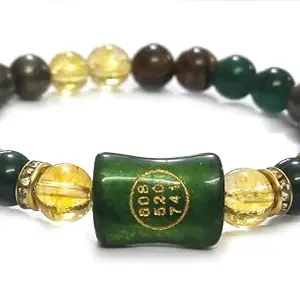ASTROGHAR Natural Citrine Pyrite green Jade Tiger eye Money Wealth Crystals Zibu Angelic Symbols bracelet