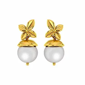 P.C. Chandra Jewellers 14KT (585) Yellow Gold With Pearl Drop Earrings For Women - 1.5 Grams