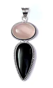 ASTROGHAR Natural Rose quartz And Black Tourmaline Crystal Big Size Pendant For Men And Women
