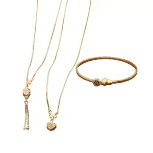 a j Vihaajewellery Brass Rose gold and gold necklace bracelet combo for women and girl