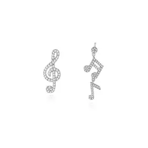 Stylish Pehnawa Musical Notes Dangle Earrings,Silver Musical Note Drop Earring for Women and Girls
