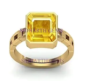 Anuj Sales 5.25 Carat Natural Yellow Sapphire Pukhraj Gemstone Stone Ring with Lab Certificate
