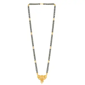 MEENAZ Mangalsutra For Women Girls Ladies Wife Temple South Indian Traditional 1 One Gram Gold Stylish Maharashtrian Long Chain Wati Mangal sutra Pendant Tanmaniya Black golden Nallapusalu Chains