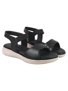 Shoetopia Orthopedic Doctor Sole Black Comfort Sandals For Women & Girls /EU42