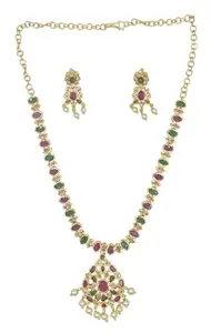GVG Jewellery traditional AD stone studded Attigai Necklace set for women (679)
