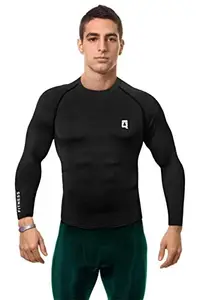 Quada Men's Compression Full Sleeve High Performance Plain Cool Dry Athletic Fit Multi Sports Stretchable Gym Tshirts for Men (Black, 2XL)