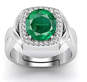 JAGDAMBA GEMS Natural Panna Astrological Ring 15.25 Ratti 14.75 Carat Genuine and Certified Emerald Adjustable Ring for Women's and Men's