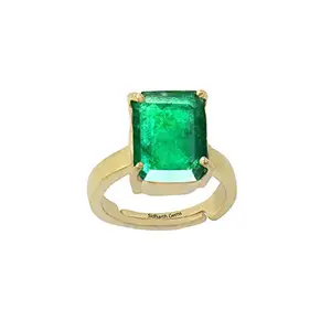 Sidharth gems 5.25 Ratti 4.00 Carat Certified Natural Emerald Panna Panchdhatu Adjustable Rashi Ratan Gold Plating Ring for Astrological Purpose Men & Women