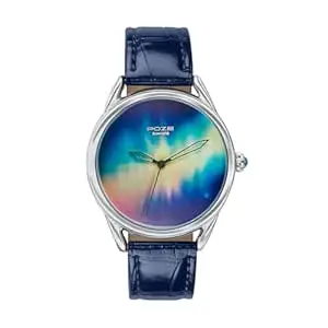 Sonata Poze 8 Quartz Analog Northern Lights Inspired Watch for Unisex with Blue Luminous Dial & Dark Blue Leather Strap – SP70100SL03W