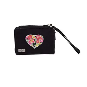 SHOM Heart Printed Wallet/Purse for Women and Girls with Card Holder Space and Pocket Space for Mobile Phone (Natural Black)