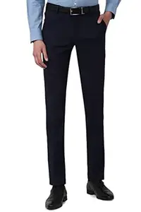 Peter England Men's Slim Fit Mid Rise Premium Formal Stretchable Knit Super Trouser | Comfort Lycra | 360-Degree Stretch