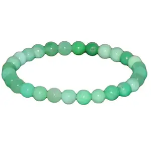 RRJEWELZ Natural Chrysoprase 8mm Round Shape Smooth Cut Beads 8 Inch Stretchable Bracelet For Men & Women. Unisex Bracelet For Healing, Meditation, Prosperity, Gift & Luck|STBR_RR_10938_8.0