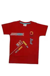 XYRIC Short Sleeve T-Shirts With Pant For Boy & Girl Cotton Printed T-Shirt for Summer Days (Set of 1) (Kids, Maroon, 6-7 Year)
