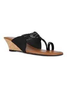 Inc.5 Womens Black Ethnic Solid Round Toe Heels