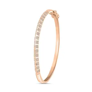 ZAVYA 925 Sterling Silver One line CZ Rose Gold Plating Kada Bracelet | Gift for Women and Girls | With Certificate of Authenticity and 925 Hallmark