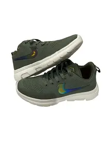 Sports Running Walking Gym Shoes for Men | Comfortable Shoes for Men | Stylish Lace-Up Closure| Anti Slip Sole Design Sports Shoes (Olive Green, 7)