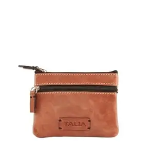 Talia - A Genuine Leather Compact, Small Top Zippered Coin Pouch. an Accessory Designed to securely Hold and Organize Your Loose Change, Folded Bills/Receipts.