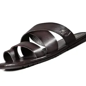 LOUIS STITCH Brown Leather Kolhapuri Style Sandals | Lightweight Comfortable Cushion Casual Sandals Flip Flops | Men’s Casual Leather Slippers | LSOF-17-BB| UK-8