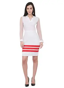 Karmic Vision Women's Crepe Body con Mini Dress (SKU000949_M_Off-White_Medium)