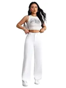 KOTTY Women's Straight Fit High-Rise Stretchable Jeans