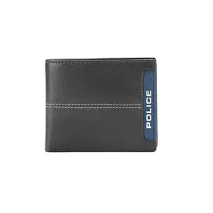 POLICE Men's Leather Bifold Coin Wallet - Black/Navy