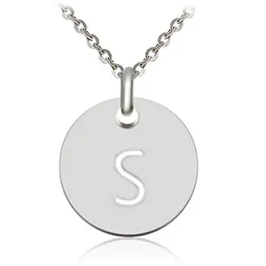 dc jewels Gorgeous 'S' Initial Alphabet Letter Unisex Disc Pendant Sterling Silver Stainless Steel Pendant