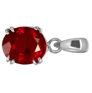 DAURAYA GEMS 5.25 Ratti 4.40 Carat Certified Deluxe Quality Natural Natural Ruby Manik Ashtadhatu Silver Plated Pendant/Locket Gemstone by Lab Certified(Top AAA+) Quality (J02)