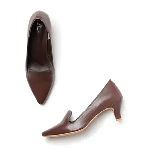 Marc Loire Women’s Kitten Heel Pump Shoes for Casual Wear (Brown, 4)